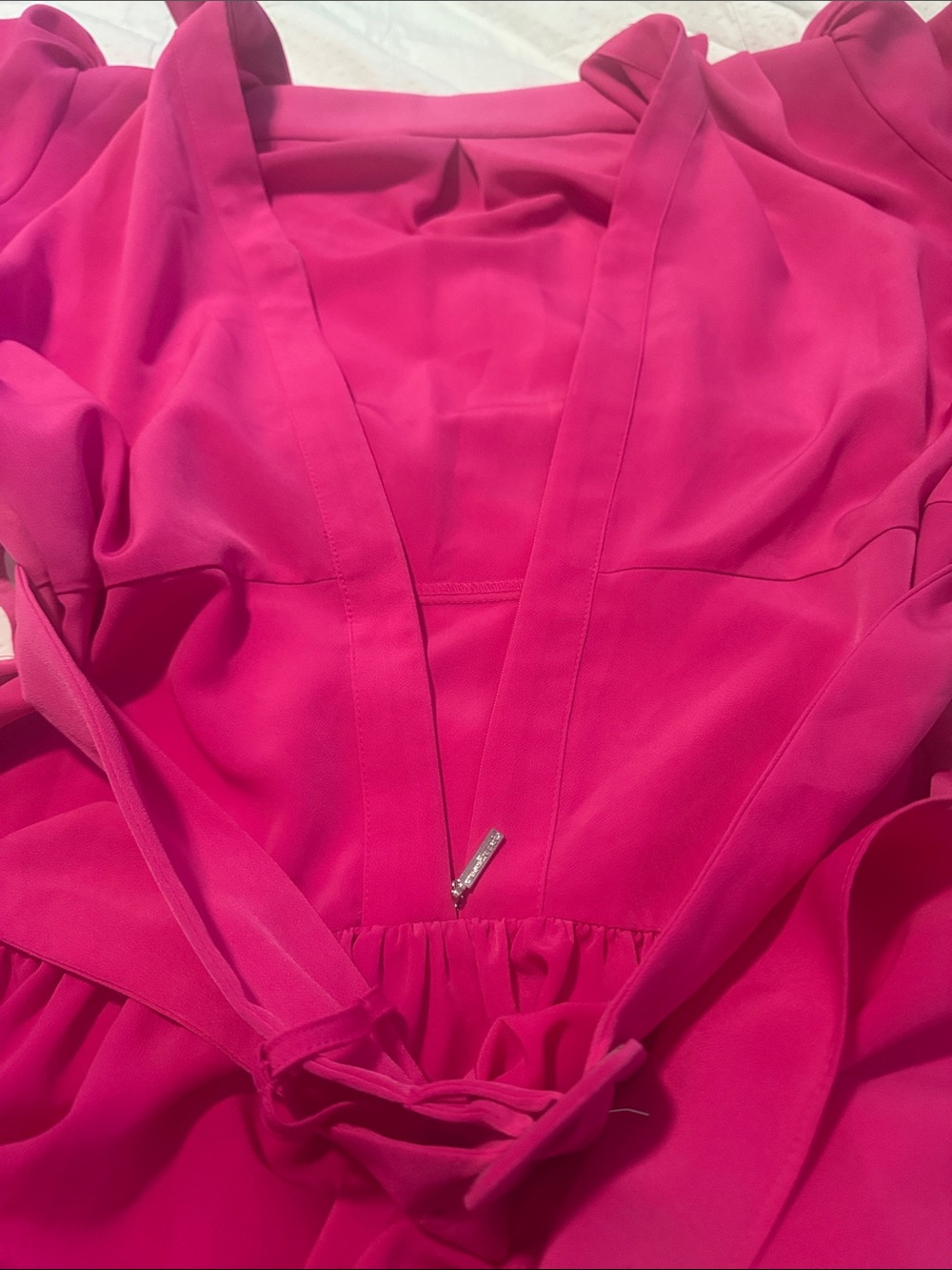 Karl Lagerfeld Hot Pink Long Sleeve Belted Dress - Picture 14 of 16